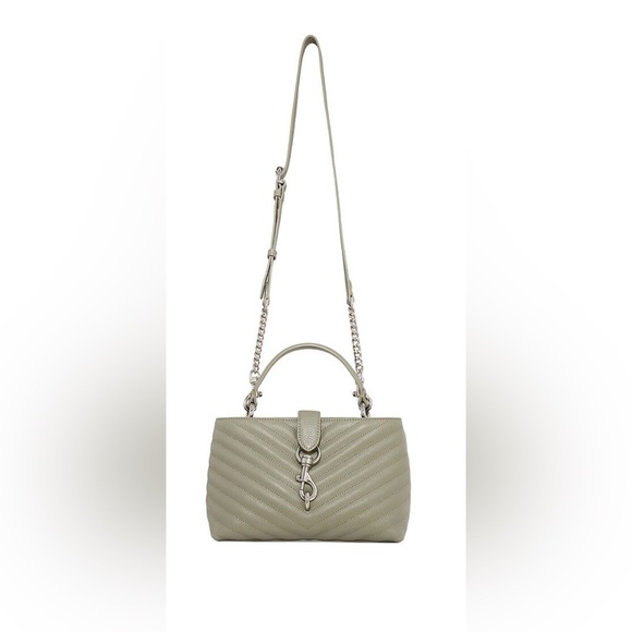 REBECCA MINKOFF Edie Top Handle Quilted Leather Satchel Cashmere AUTHENTIC - Picture 9 of 12